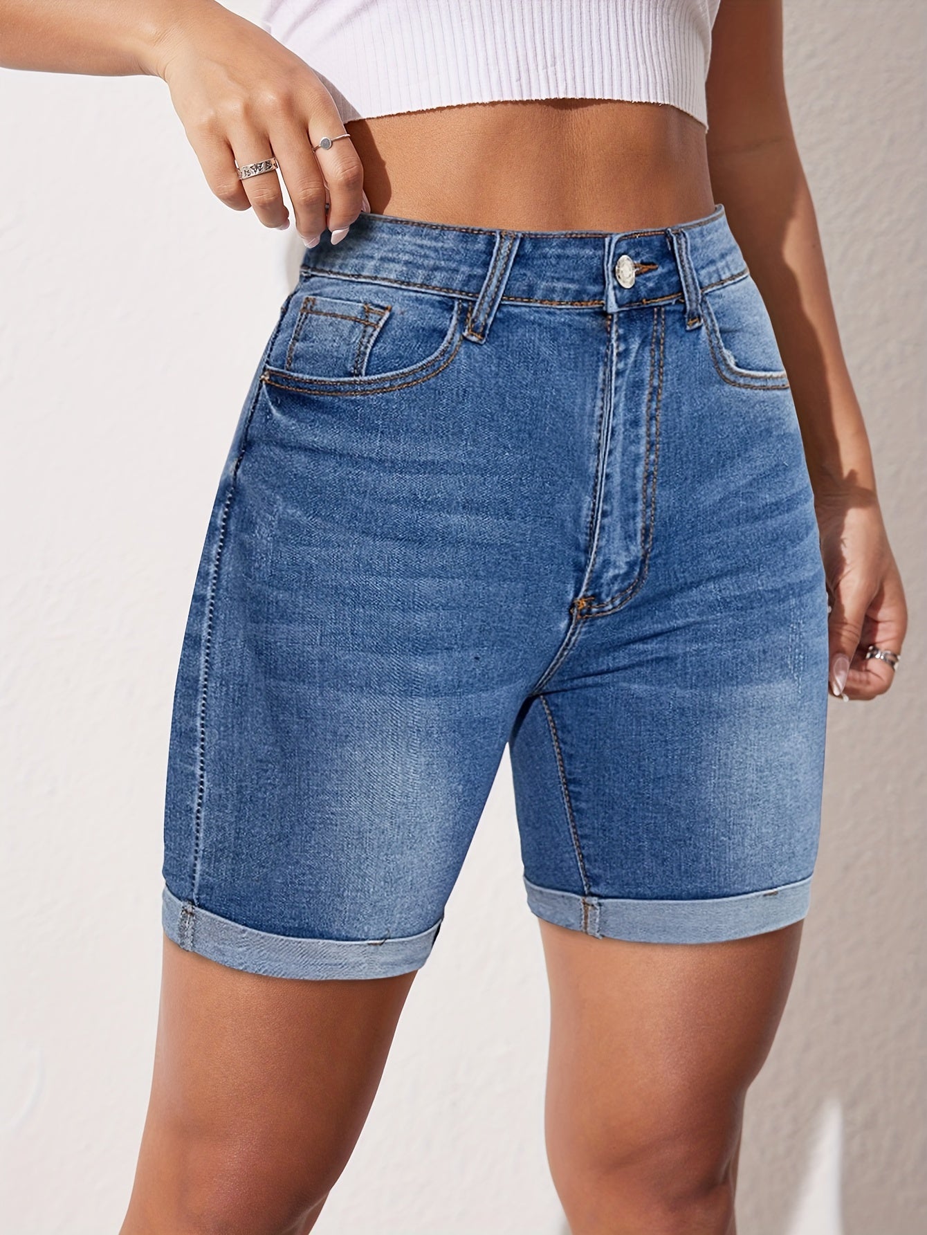 RAPHAELLE™ - Short en Jean Bermuda Élastique