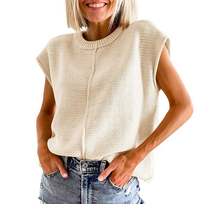 MAISIE™ - Haut sans manches décontracté minimaliste à col rond