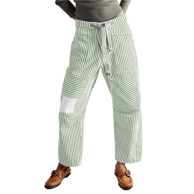 PERLAH™ – Pantalon large à rayures chic avec cordon de serrage