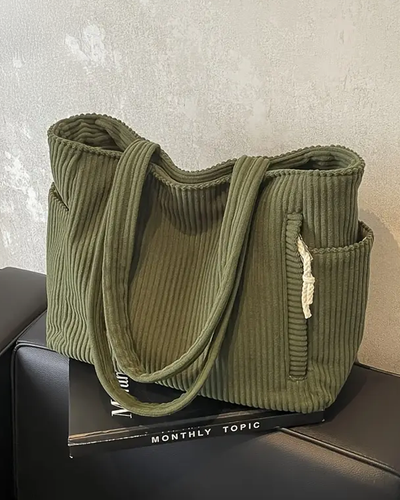 SOCIANI™ – Sac fourre-tout à côtes tendance avec détail à cordon