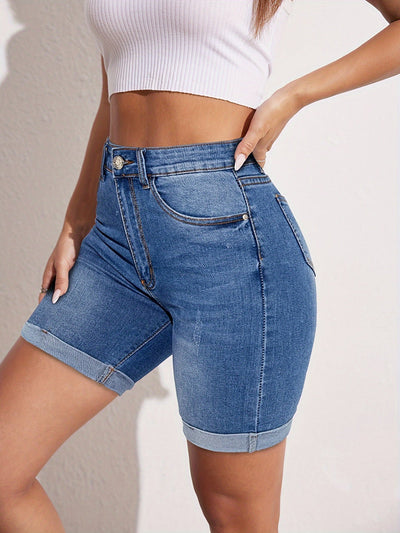 RAPHAELLE™ - Short en Jean Bermuda Élastique