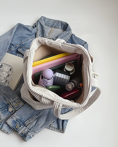 SOCIANI™ – Sac fourre-tout à côtes tendance avec détail à cordon