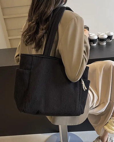 SOCIANI™ – Sac fourre-tout à côtes tendance avec détail à cordon
