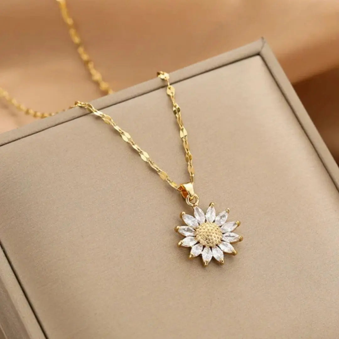 Collier de Tournesol en Cristal en Or