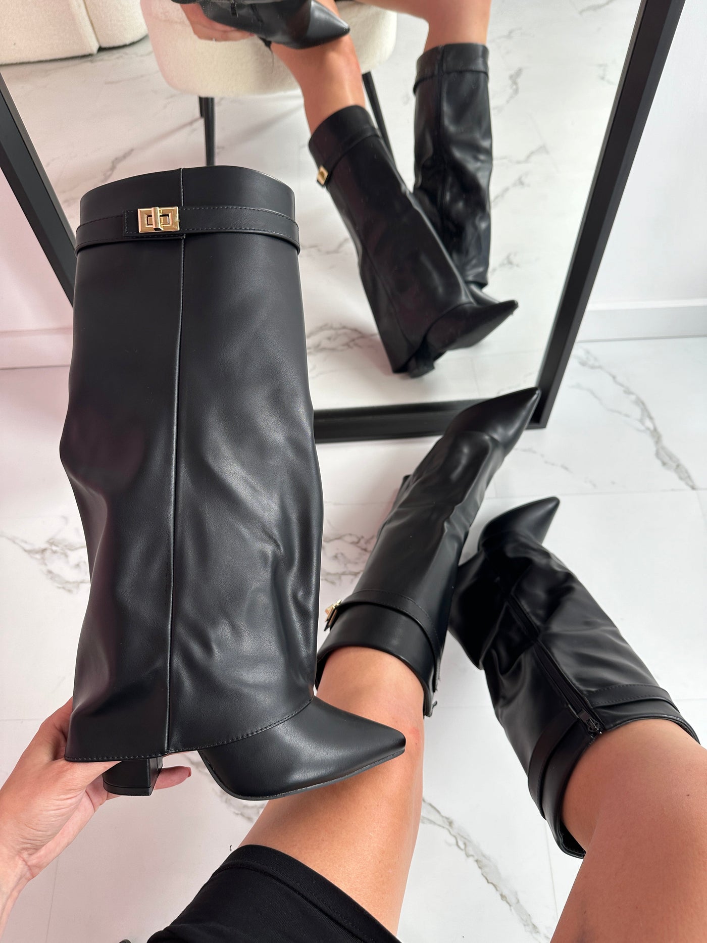 SERENA™ - Bottes en Cuir Noir