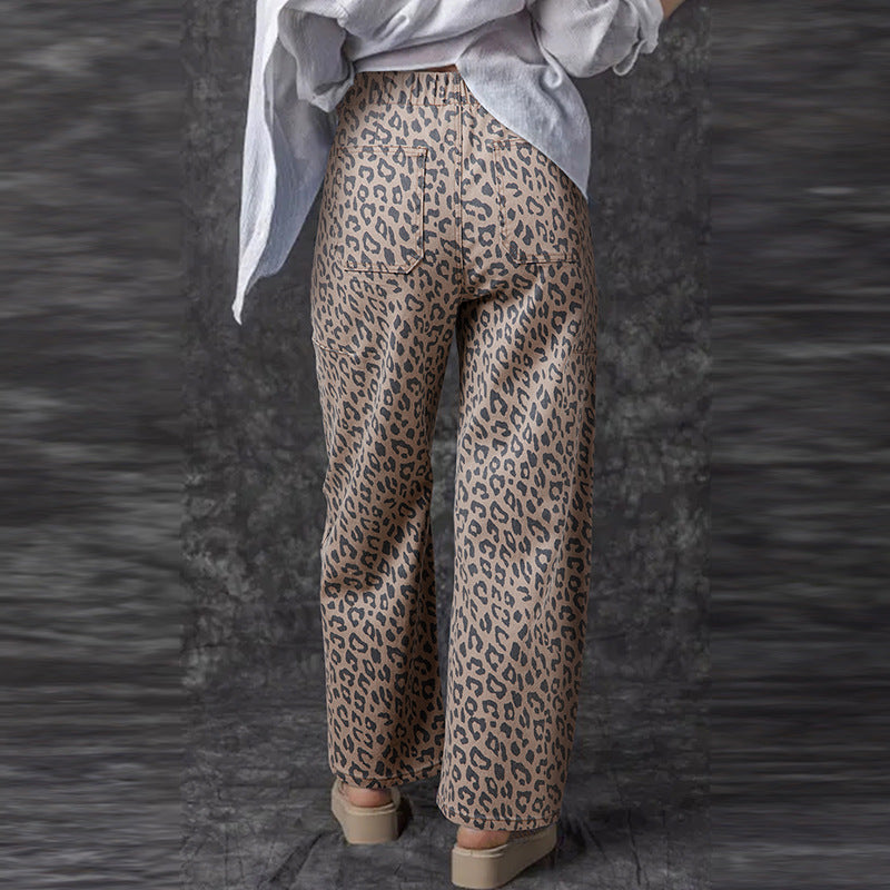 AJANA™ - Pantalons larges vintage léopard