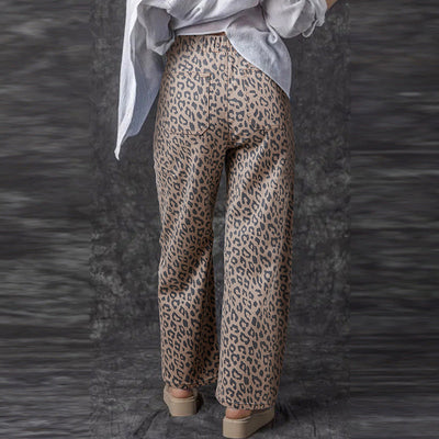 AJANA™ - Pantalons larges vintage léopard