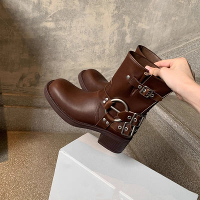 POTENCIANA™ – Bottes de moto à chevilles classiques avec boucle