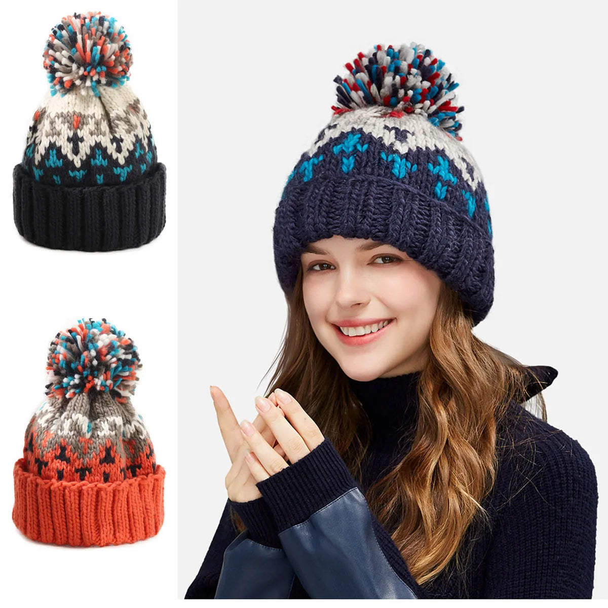 TAMARA™– Bonnet Pompon Flocon de Neige Douillet