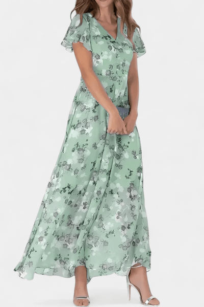 Amara | Robe Maxi à Manches Volantes Florales